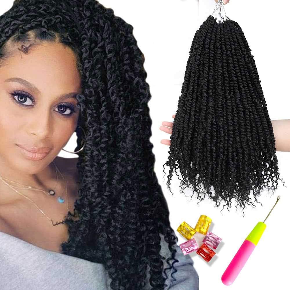 Passion Twist Crochet Hair 6 Packs 18 Inch Pretwisted Pre Looped Passion Twist Hair Crochet Braids Soft Crochet Twist Hair For Black Women(18inch,1B#)