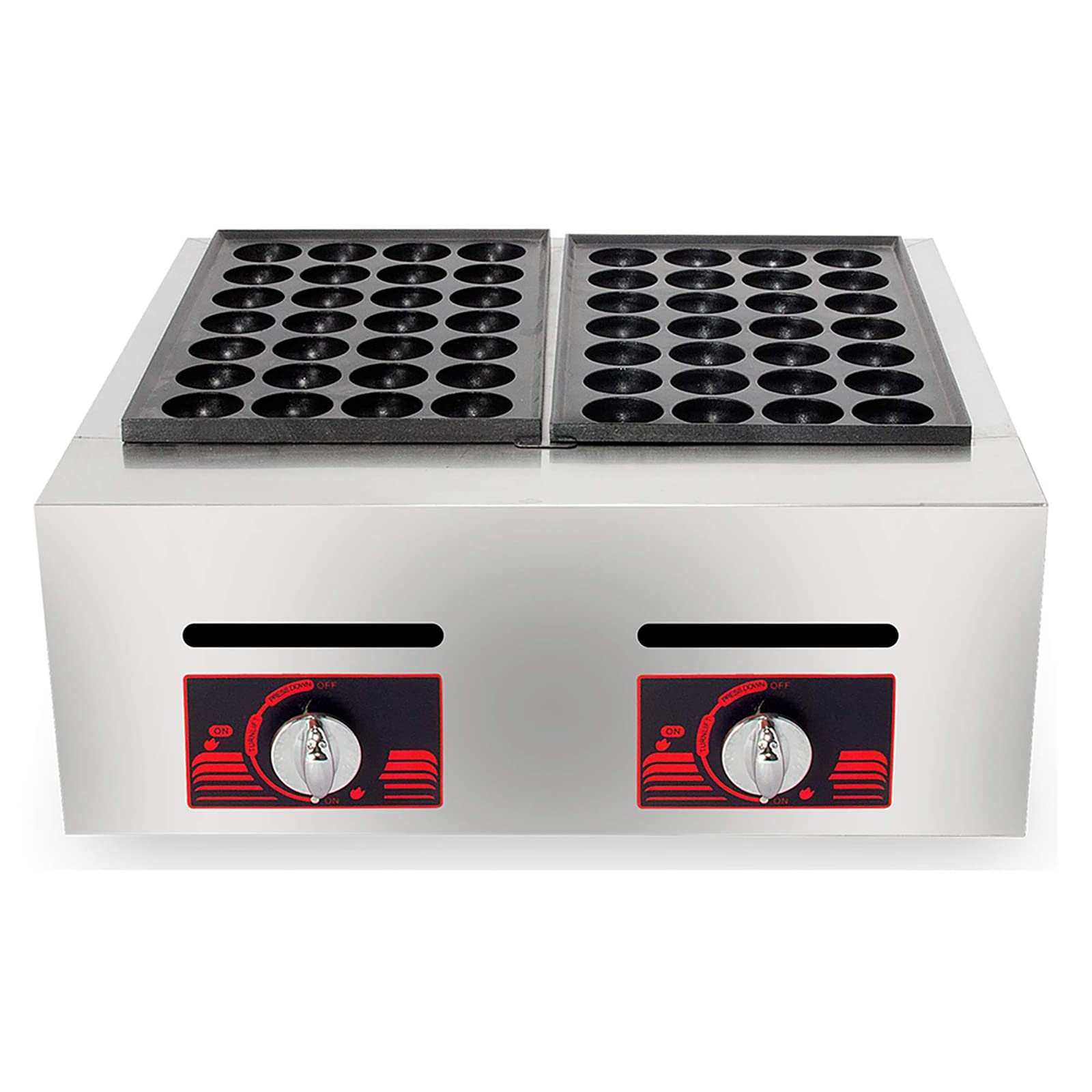 28/56 pezzi/per volta Takoyaki Maker, macchina per grigliare polpette di polpette a gas a doppia piastra commerciale, macchina per polpette di pesce polpo a grappolo O-ctopus per prelibatezze fai-da