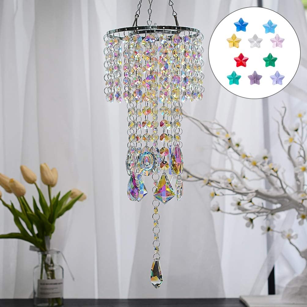 100pcs 14mm Star Lampwork Beads Loose Beads Single Hole Colorful Jewelry Pentagram Spacers DIY Necklace Bracelet Charms Pendants for Wind Chime Pendant Making