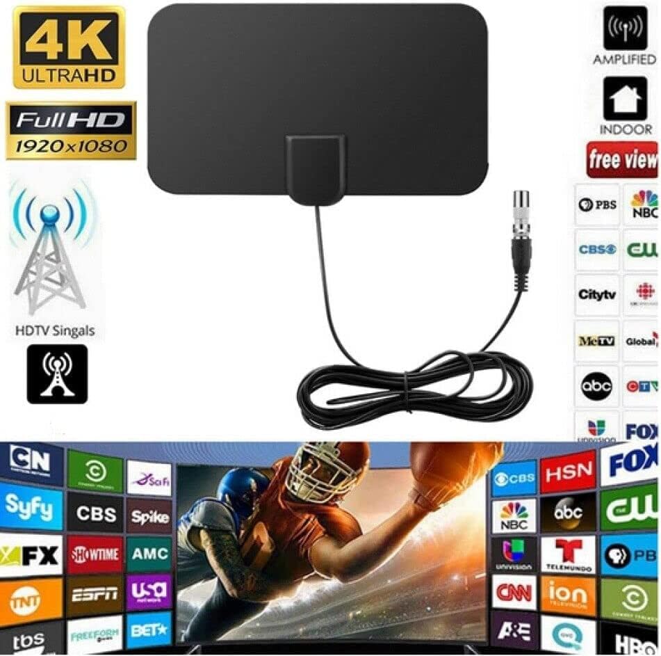 TV Aerial Indoor 150+ Miles Long Range, 4K 1080P Digital HD Amplified TV Aerial with Signal Booster, Freeview TV Antenna for Local Channels Support ALL TV