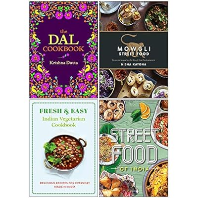 The Dal Cookbook [Hardcover], Mowgli Street Food [Hardcover], Fresh & Easy Indian Vegetarian Cookbook, Indian Street Food 4 Books Collection Set