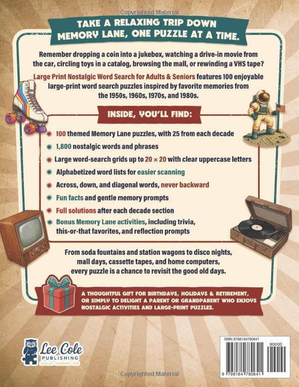 Large Print Nostalgic Word Search for Adults & Seniors: 100 Memory Lane Puzzles from the 50s, 60s, 70s & 80s with Fun Facts and Full Solutions — A ... Puzzles & Activities for Adults & Seniors) image 3