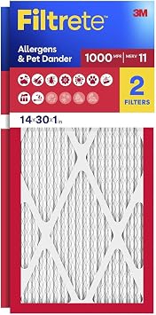 Filtrete 14x30x1, AC F r n Hava Filtresi MPR 1000 MERV 11, Alerjen Savunma, 2li Paket tam  l ler 13,81 x 29,81 x 0,81