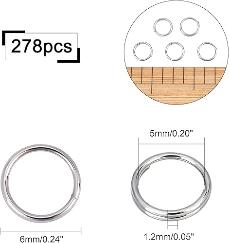 Miniatura 5 de PH PandaHall Anillos divididos 380 piezas de 0236in calibre 16 304 anillos divididos de acero inoxidable doble bucle cierre pero sin soldar anillos