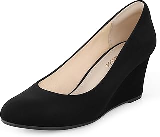 Closed Toe Wedges for Women, Black Nude Gold Silver Wedges Heels for Women Comfortable Medium Heel Wedges Work Pumps Shoes for Dressy Spring Fall - 2.5Inch