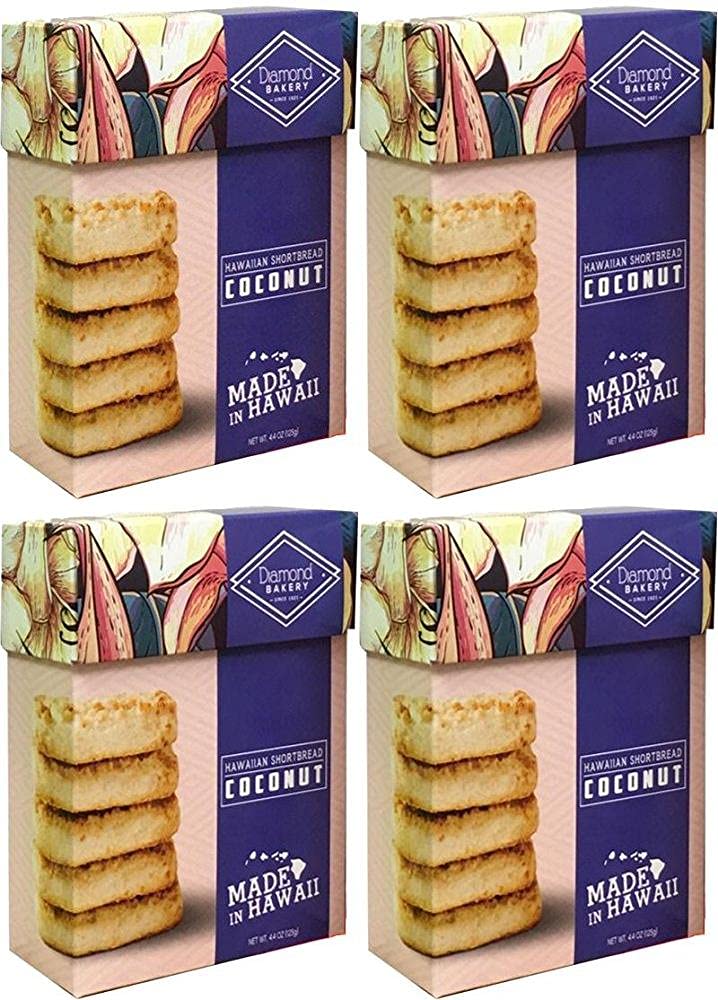 Coconut Hawaiian Shortbread Cookies, 4.4 ounce Set of 4