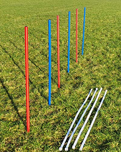 Wuzzmann Agility - Slalom - AUSBILDUNGSSET MIT 4 SLALOMBÖGEN/TRAININGSBÖGEN + 6 SLALOMSTANGEN ROT/BLAU