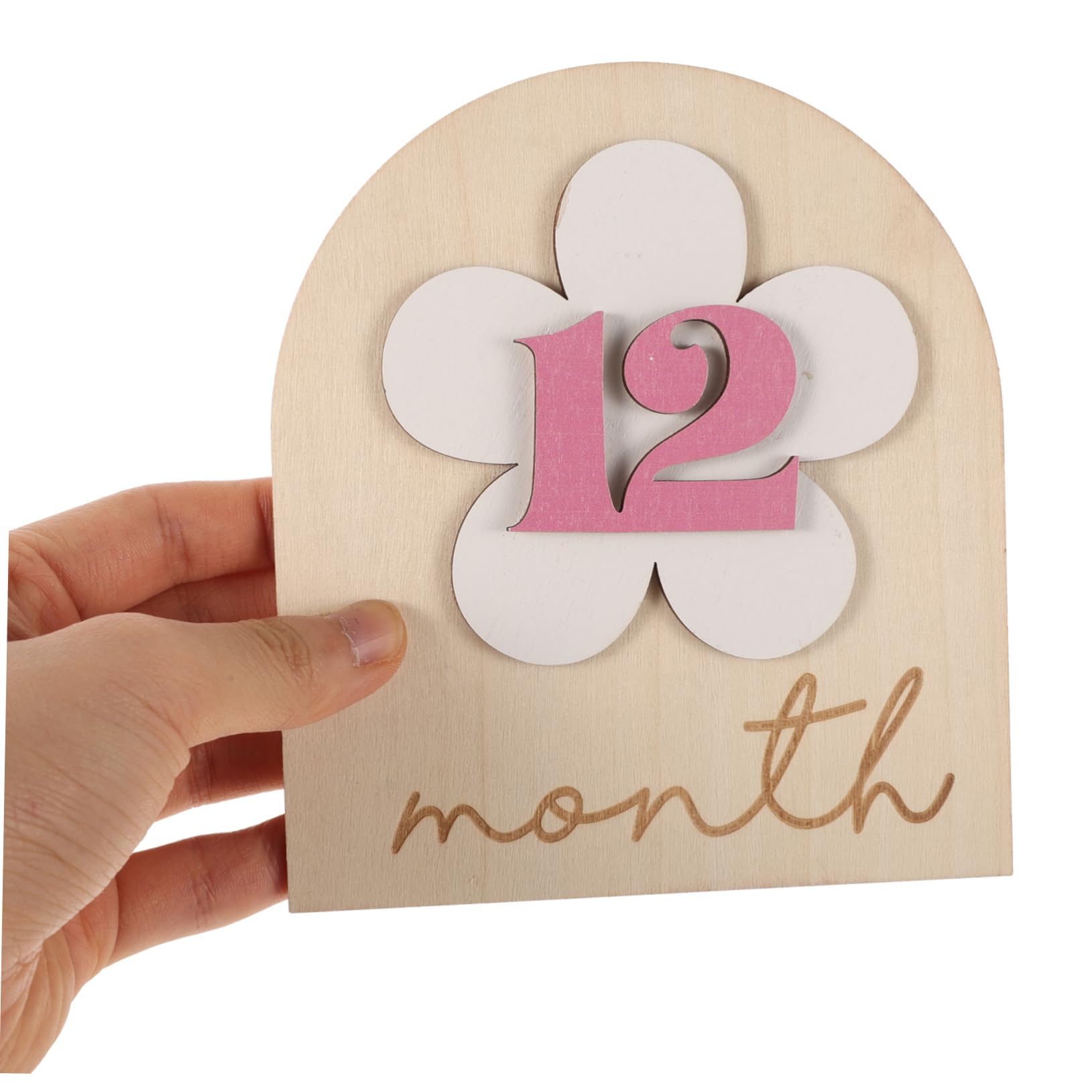 NUOBESTY 4 Juegos Accesorios del Mes del cumpleaños Detalles Señal de Mes para Decoración para recién Nacido Tarjetas de hitos del Meses Bebe de Madera