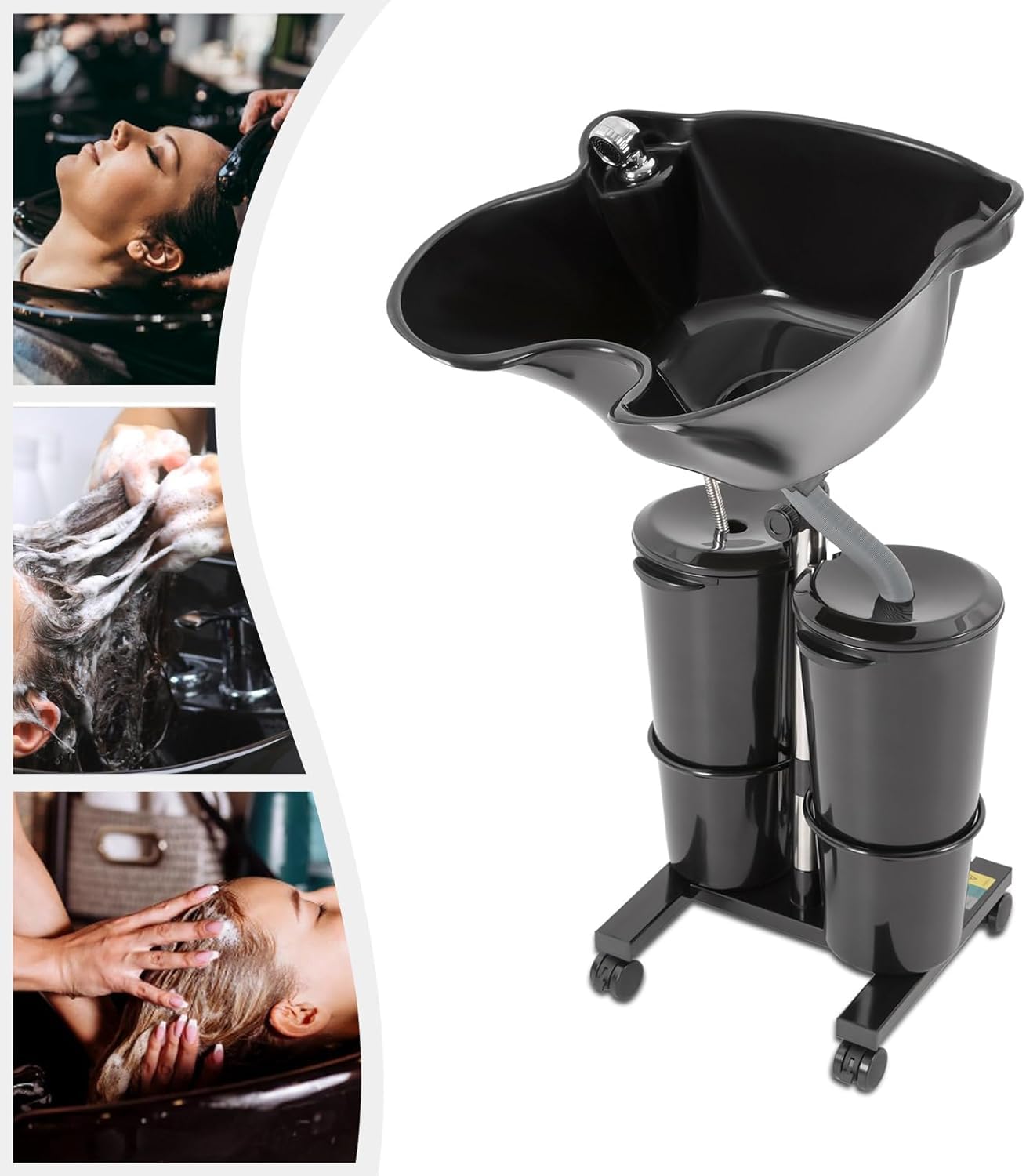 LOYALHEARTDY Portable Shampoo Basin,Hair Washing Sink with Electric Pump,Height Adjustable Shampoo Basin with 2 Water Tanks&Wheels Wash Hair Bowl Hairdressing Salon Sink Basin for Beauty Salon