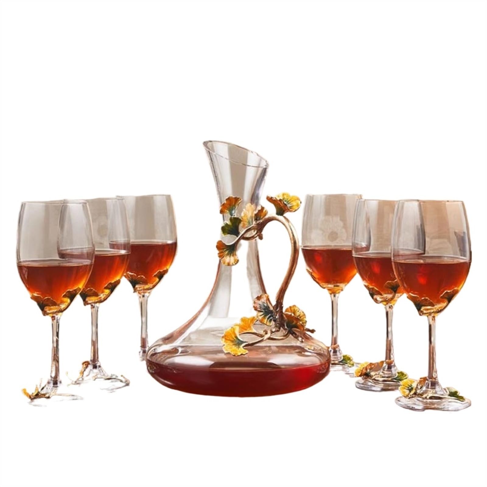Caraffa decantatore vino Set di 7 bicchieri da vino rosso smaltati Calice senza piombo Dispositivo raffreddamento del for la casa Bicchiere bordeaux creativo lusso squisito