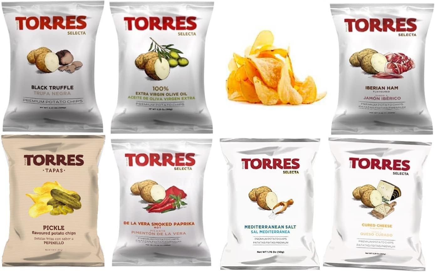 Torres Chips, Crunchy Potato Chips 7 Bag Variety Pack