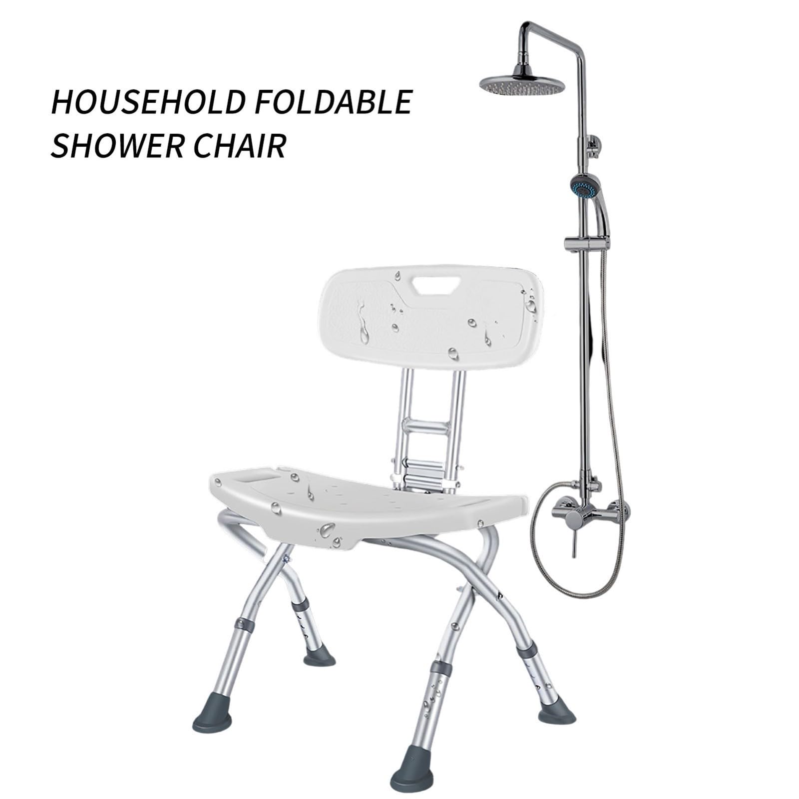 Silla De Ducha para Personas Mayores, Taburete De Ducha Antideslizante, Silla De Baño Plegable Regulable En Altura con Respaldo, Asiento De Ducha para Adultos, 136 Kg C