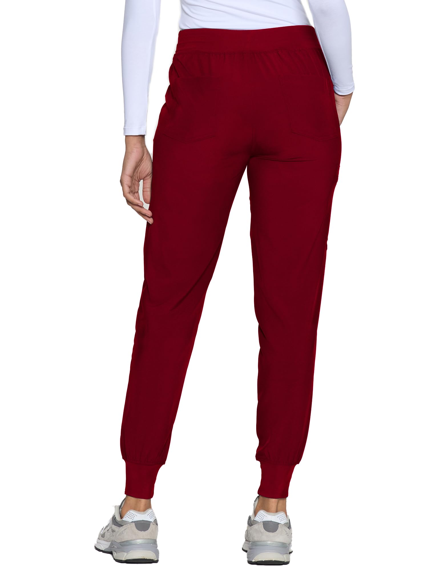 COZYFIT Womens Scrub Pants - Soft Stretch Yoga Style with 5 Pockets, Slim Fit Jogger Scrubs Pants for Women Burgundy X-Small - 3