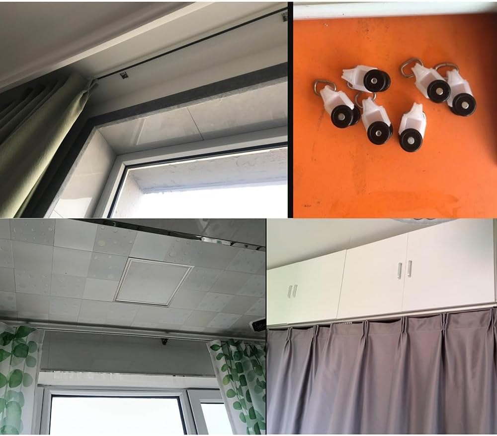 Système de tringle à rideaux en alliage d'aluminium - Fixation plafond et mur de 1,3 m pour séparation de pièce, tringles à rideaux, installation facile pour les espaces intérieurs de la mai