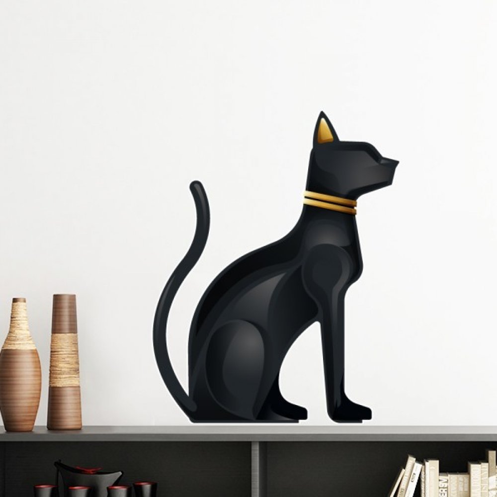Sticker Bastet Égypte antique 35cm amovible pour décorer un mur sans abîmer la peinture