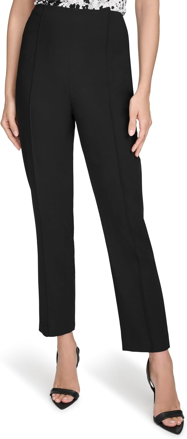 Halston Womens Slim Leg Woven High Waisted Pant