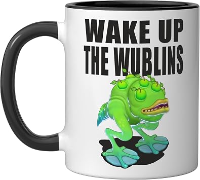 My Singing Monsters-Wake Up The Wublins-Brump T-shirt Ceramic Mug, Black/White, 11oz