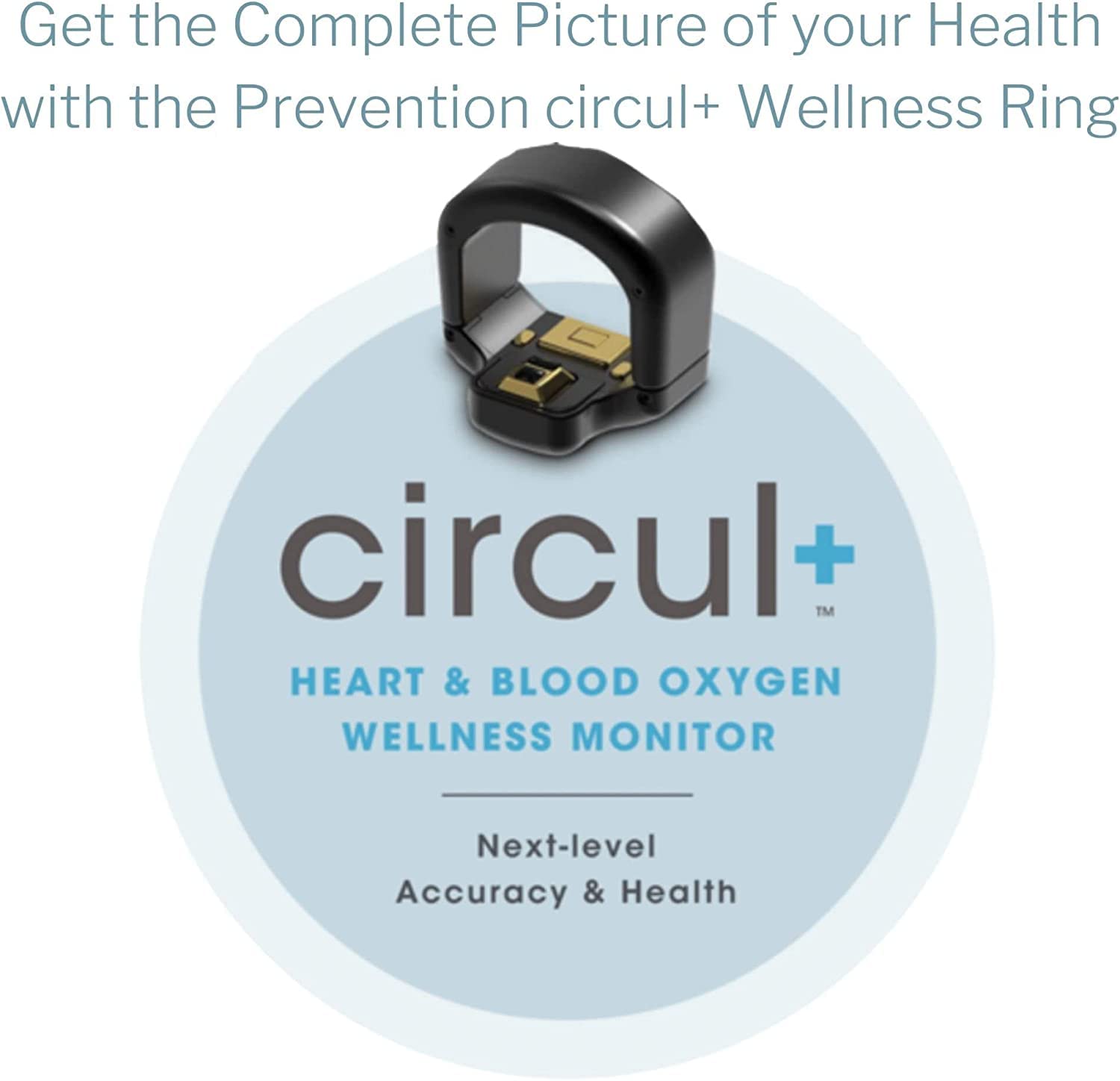 circul+ Smart Ring - Sleep and Wireless Activity Tracker - Continuously Records Heart Rate, Blood Oxygen Levels, Temperature, 1 Count, Med-Large