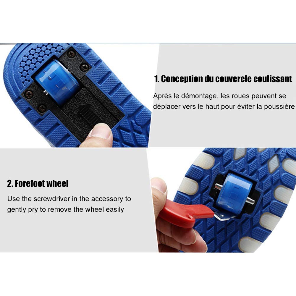 Zapatillas luminosas LED para niños con ruedas con botón de presión ajustable, patines en línea, para deportes al aire libre, fitness, gimnasia, zapatillas de correr