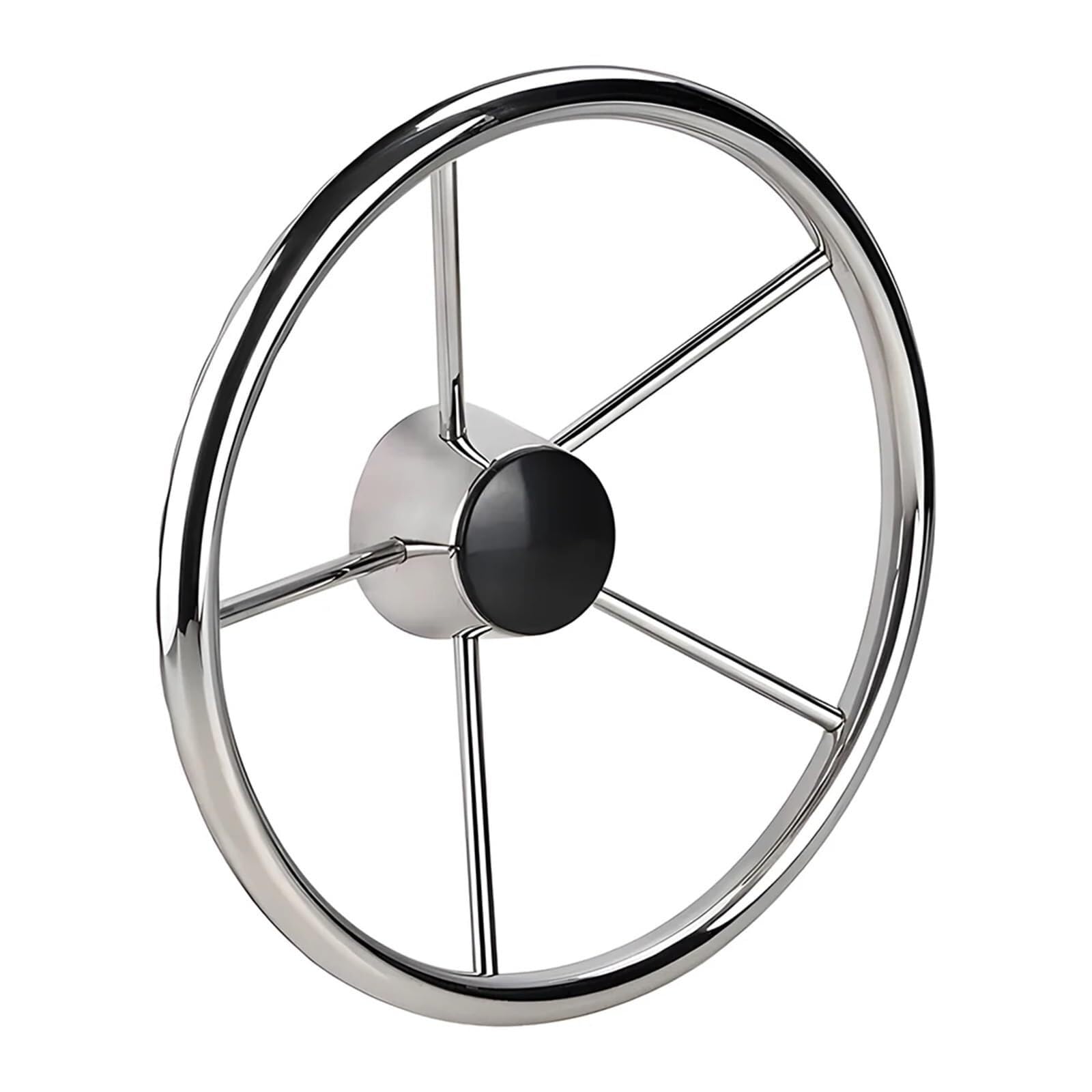 Steuerräder für Boote 5 Spoke 15 Inch Marine Stainless Steel Steering Wheel Boat Yacht With Control Knob Accessories(No knob)