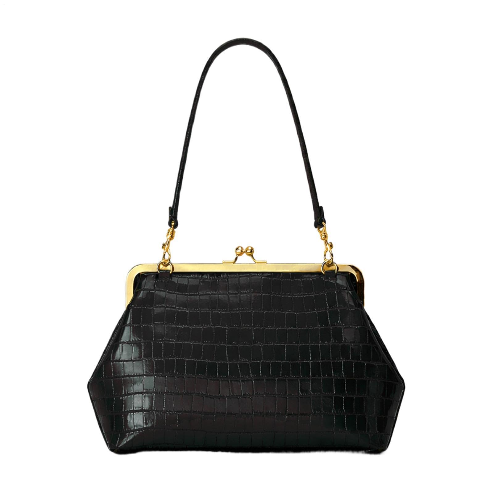 Kiss Clasp Purse | Bolso de mano de cuero de PU | Bolsas de hombro para mujer | para mujeres Daily Commute Shopping Work School Weekend Outing Travel