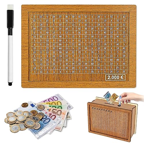 Spardose Holz - Sparbox Mit Zahlen Ankreuzen Retro Sparbüchse Kinder Sparziel Wiederverwendbar Mit Sparziel Und Zahlen Zum Ankreuzen (2000)