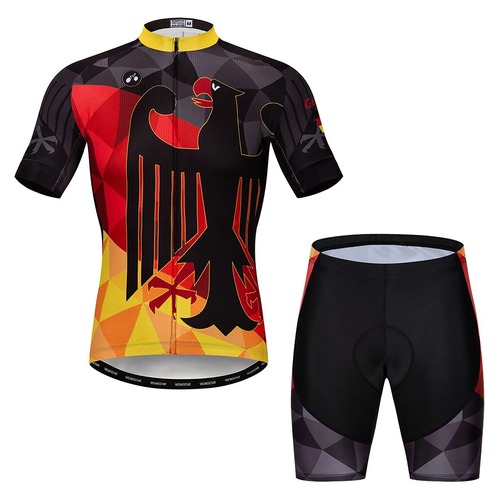 Hotlion Men's Cycling Jersey Sets Gel Pad Summer Bike Clothing Suit Breathable Bike Clothes with 3 Rear Pockets