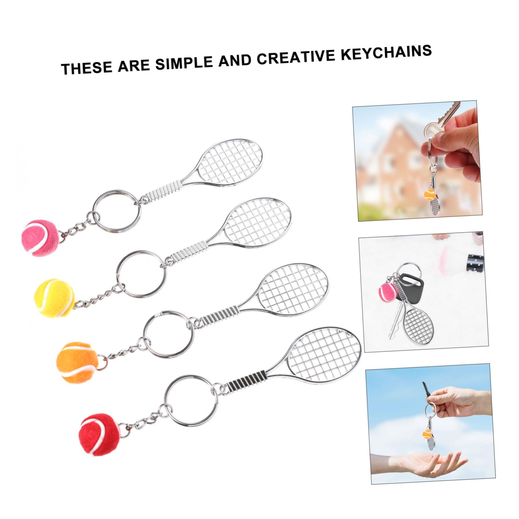 Beavorty 3 Set Portachiavi Da Tennis Racqueto La Racchetta Catena Chiave Racchetta Da Pong Gomme Palla Palline Decorazioni Chiave Portachiavi Con Racchetta Da Tennis Metallo 5 Pezzi*3