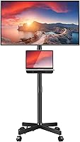 Vista 8 de Soporte de TV móvil con ruedas para pantallas de panel plano LCD LED de 23 a 60 pulgadas, soporte de TV móvil ajustable en altura con ruedas
