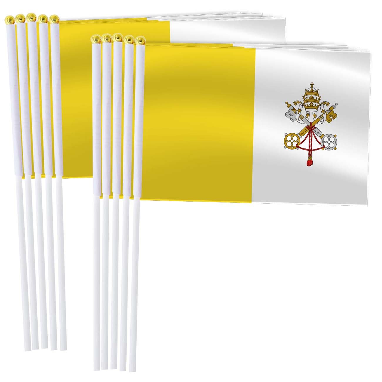 25 Pack vatican Handheld Small Flag,Mini Vatican Hand Held Miniature Stick Decor