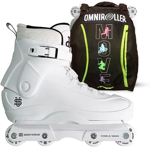 IUS Aggressive Professional Inline Skates with Carry Backpack and Wheel Covers Included