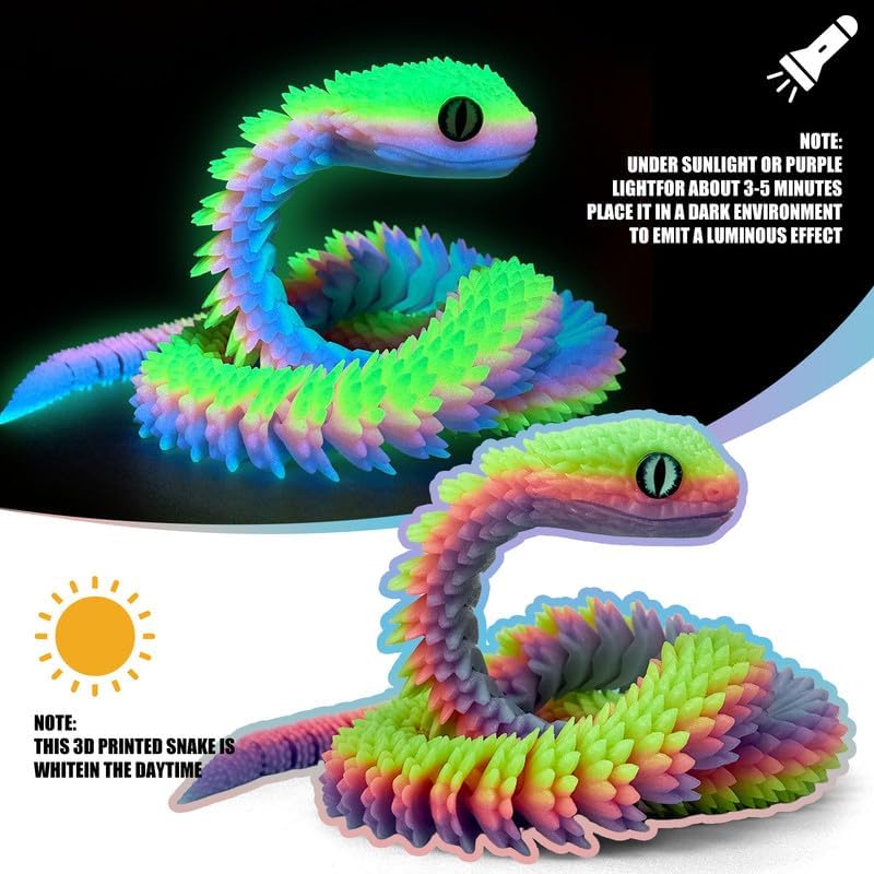 3D Printed Snake Fidget Toy, Articulated Animal Stress Relief image 5