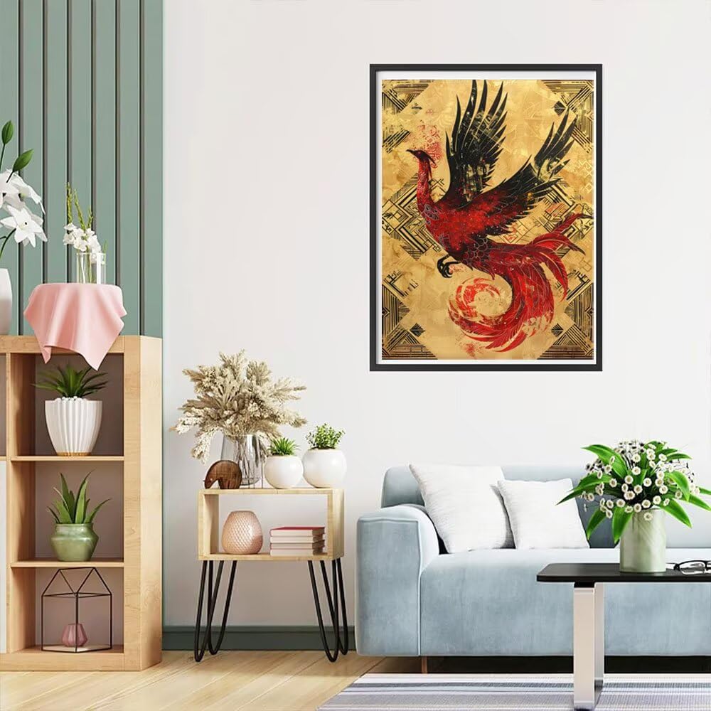 DIY diamentowe zestawy artystyczne dla dorosłych, papier feniks 5D pełne wiercenie kwadratowy diamentowy obraz sztuka klejnotów, mozaika haft prezent do domu dekoracja ścienna salon pokój na drzwi