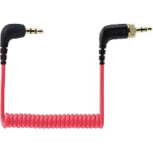 Locking 3.5mm TRS for DJI Mic 3 Camera Audio Cable, for Rode Wireless ME Microphone Senn-heiser XSW-D S-Ony URX-P41D Deity TC-1 Dual 3.5 mm Lock Coiled Right Angle Audio Cord Adapter