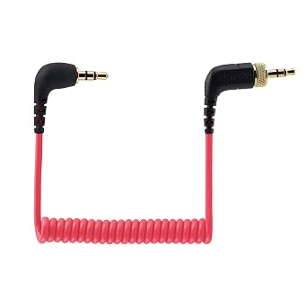 Locking 3.5mm TRS for DJI Mic 3 Camera Audio Cable, for Rode Wireless ME Microphone Senn-heiser XSW-D S-Ony URX-P41D Deity TC-1 Dual 3.5 mm Lock Coiled Right Angle Audio Cord Adapter
