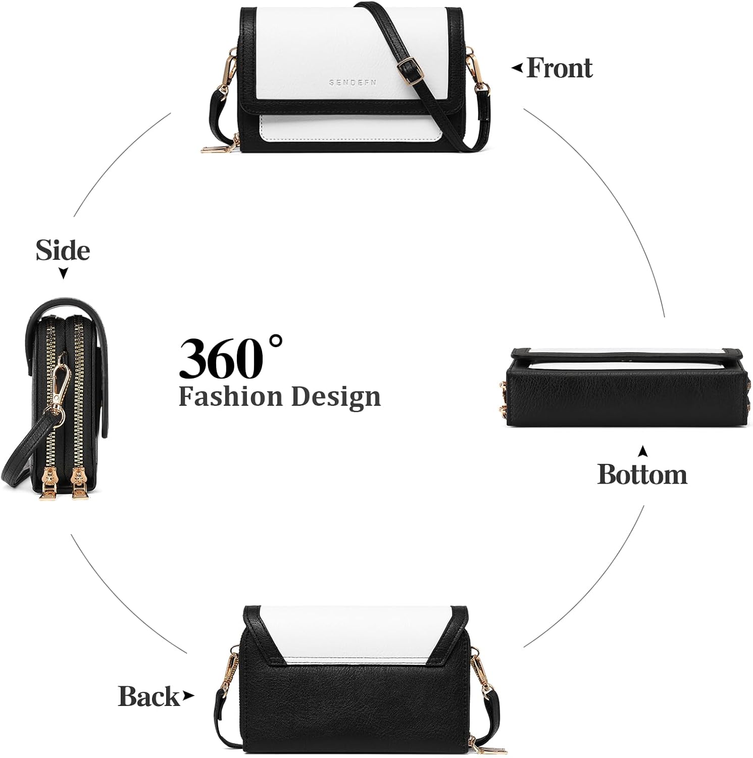 SENDEFN Small Crossbody Bags for Women Leather Cell Phone Purse Wallet with ID window and Card Slots - Image 6