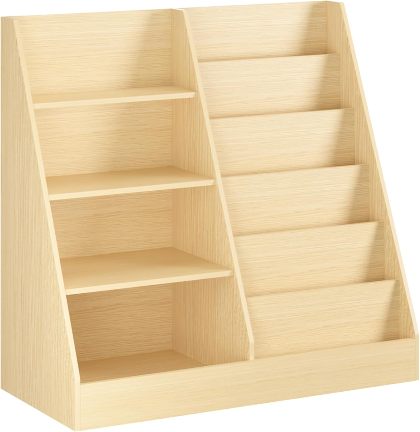Kids Bookshelf and Toy Storage Organizer with CPC CARB & TSCA, 6+4 Tier Wooden Children's Book Shelf Montessori Kids Bookcase for Nursery, Toddler Book Storage Display Rack, Baby Book Case