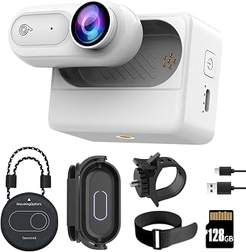 1080P Body Camera with 2500mAh Charging Case, 180 Rotatable Clip & Magnetic Lanyard, IPX7 Waterproof Body Cam, Magnetic Body Camera Recording for Pet,Security,Trave white128G
