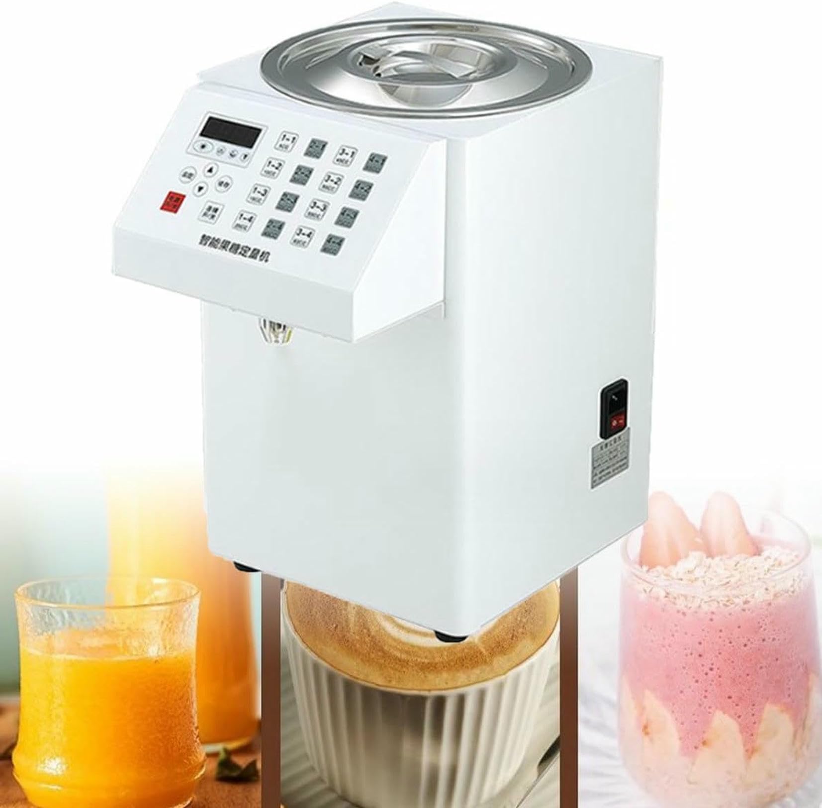 Appareil de dosage du fructose 8L avec baril inox et sortie aluminium de haute précision