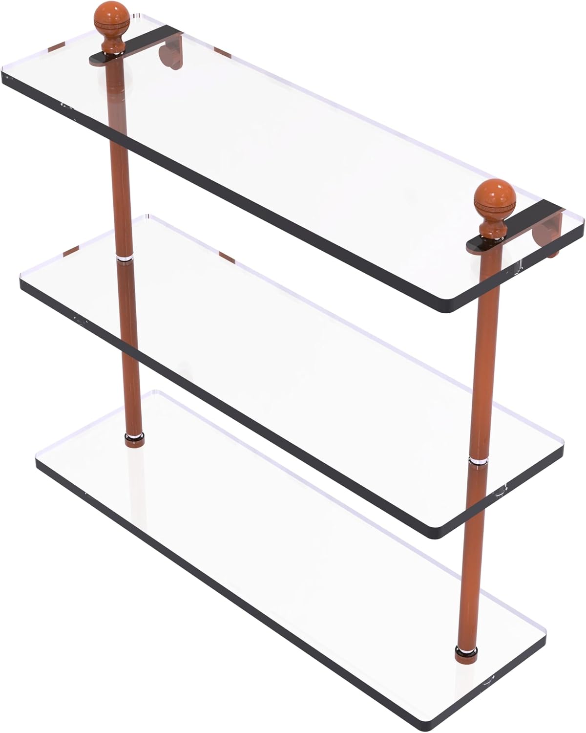 Allied Brass MA-5/22 Mambo Collection 22 Inch Triple Tiered Glass Shelf, Brushed Bronze