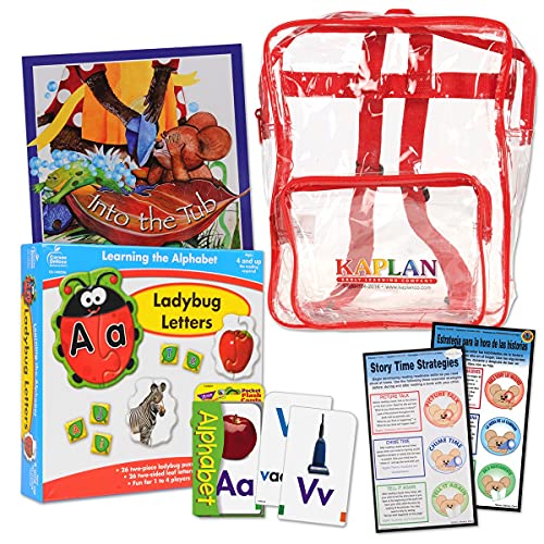 Kaplan Early Learning Transition to Kindergarten Reading Kit with Vinyl Backpack Promoting Early Literacy Development Through Fun Activities for Kindergarten Success