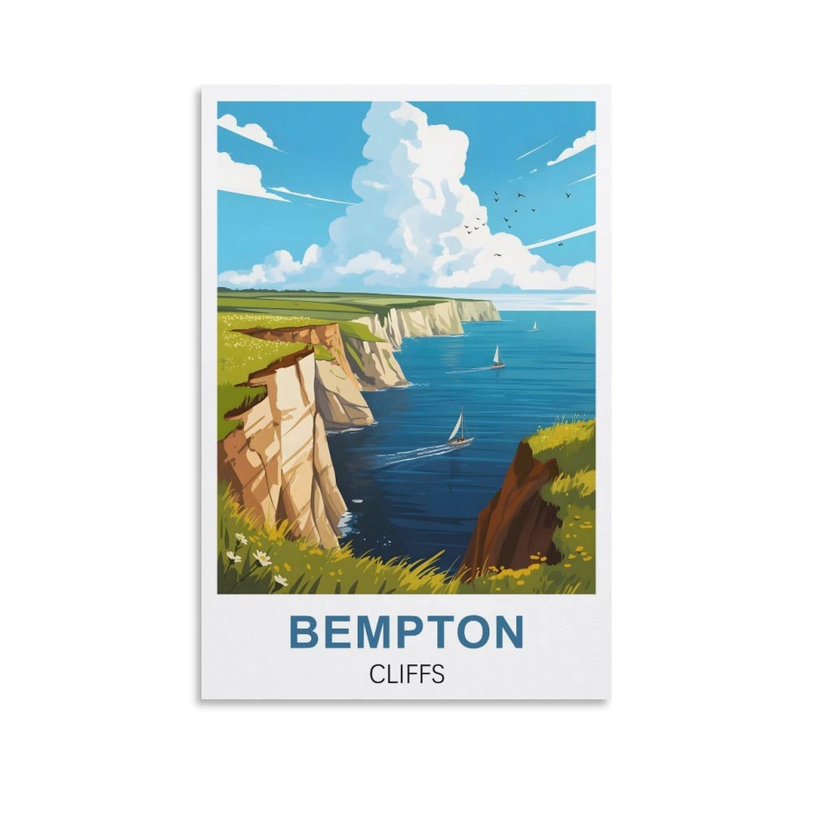 EZMLFA 5D Diamond Painting Kits for Adults,Bempton Cliffs East Yorkshire,Diamond Painting,Landscape Gem Art Kits Adult and Crafts Home Decor 50x60cm