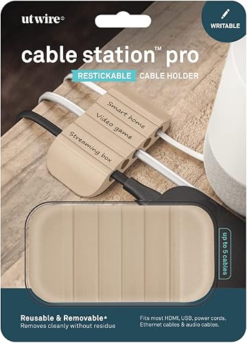 Miniatura 8 de Cable Station Pro - Soporte de cable e identificador para HDMI, centro multimedia en mesas de escritorio, color gris