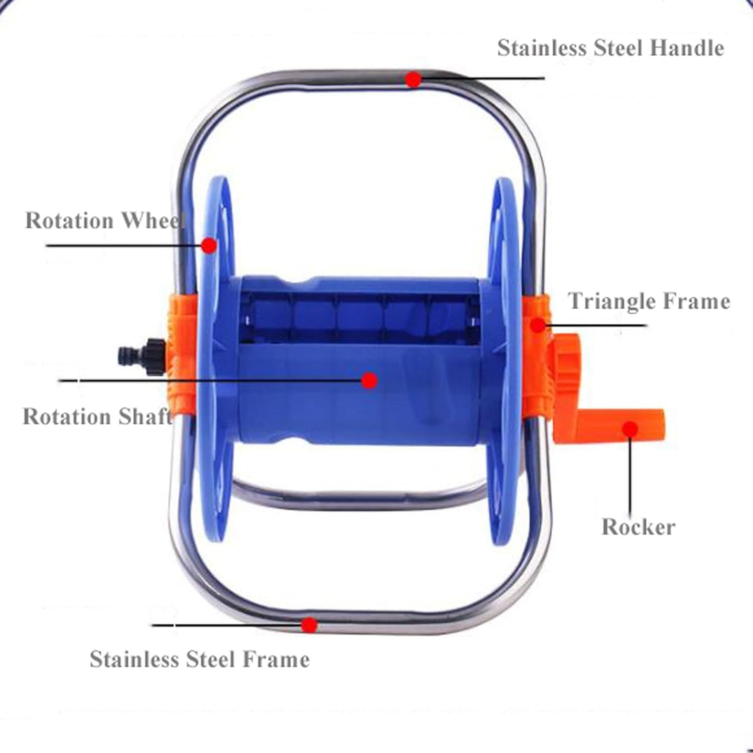 Water Pipe Storage Rack Hose Reel Cart, Resistant Portable 20M G1/2 Capacity Mobile Reel Cart, Durable Hose Holder Rack for Garden Patio for Lawn Car Wash Hose Holder Stand