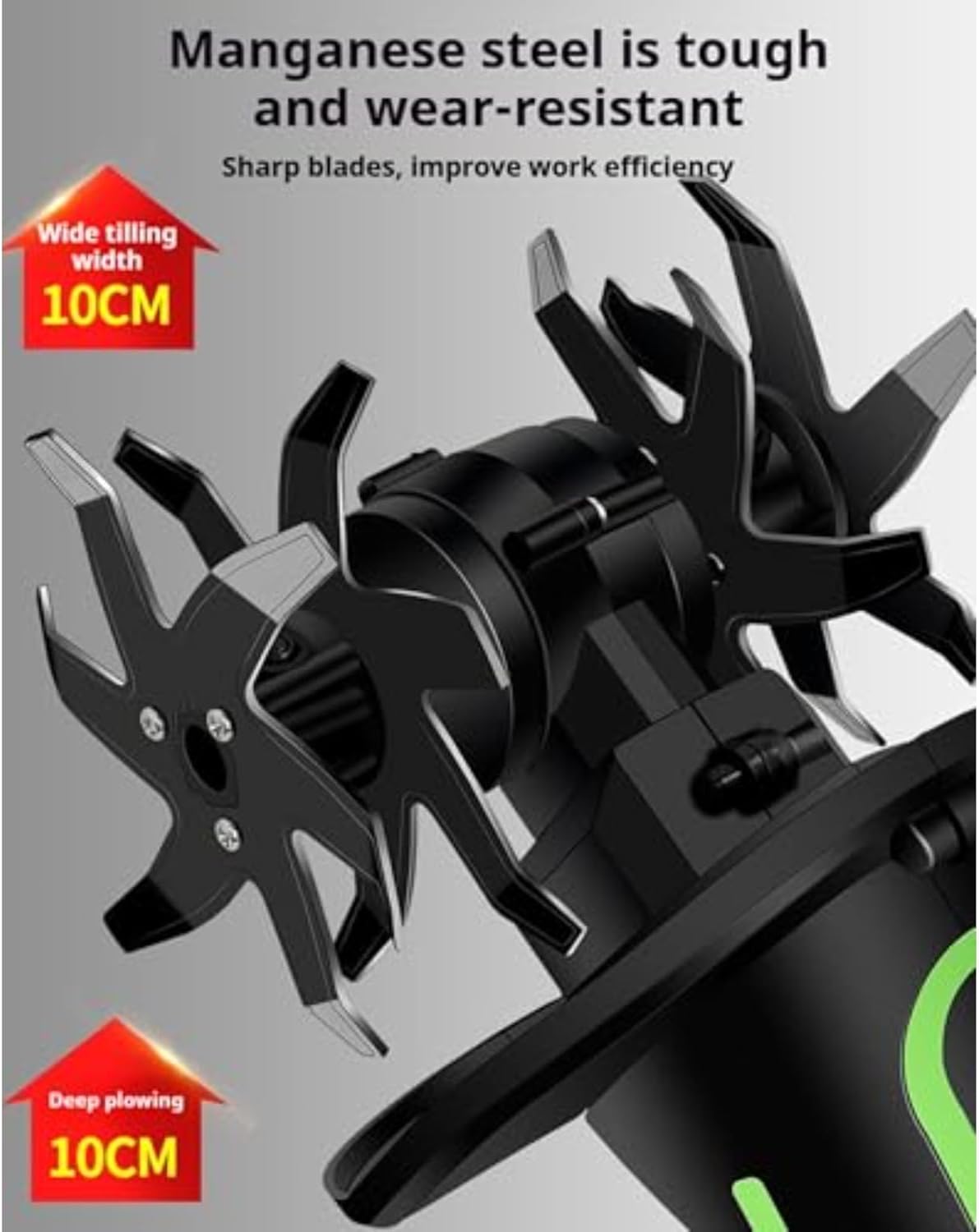 2 in 1 Cordless Tiller and Cultivator with Extension Pole, 20V Lightweight Handheld Battery Tiller Cultivator for Garden, Flower Beds, Weeding, Trenching, Battery Included (1 Battery+Rod)