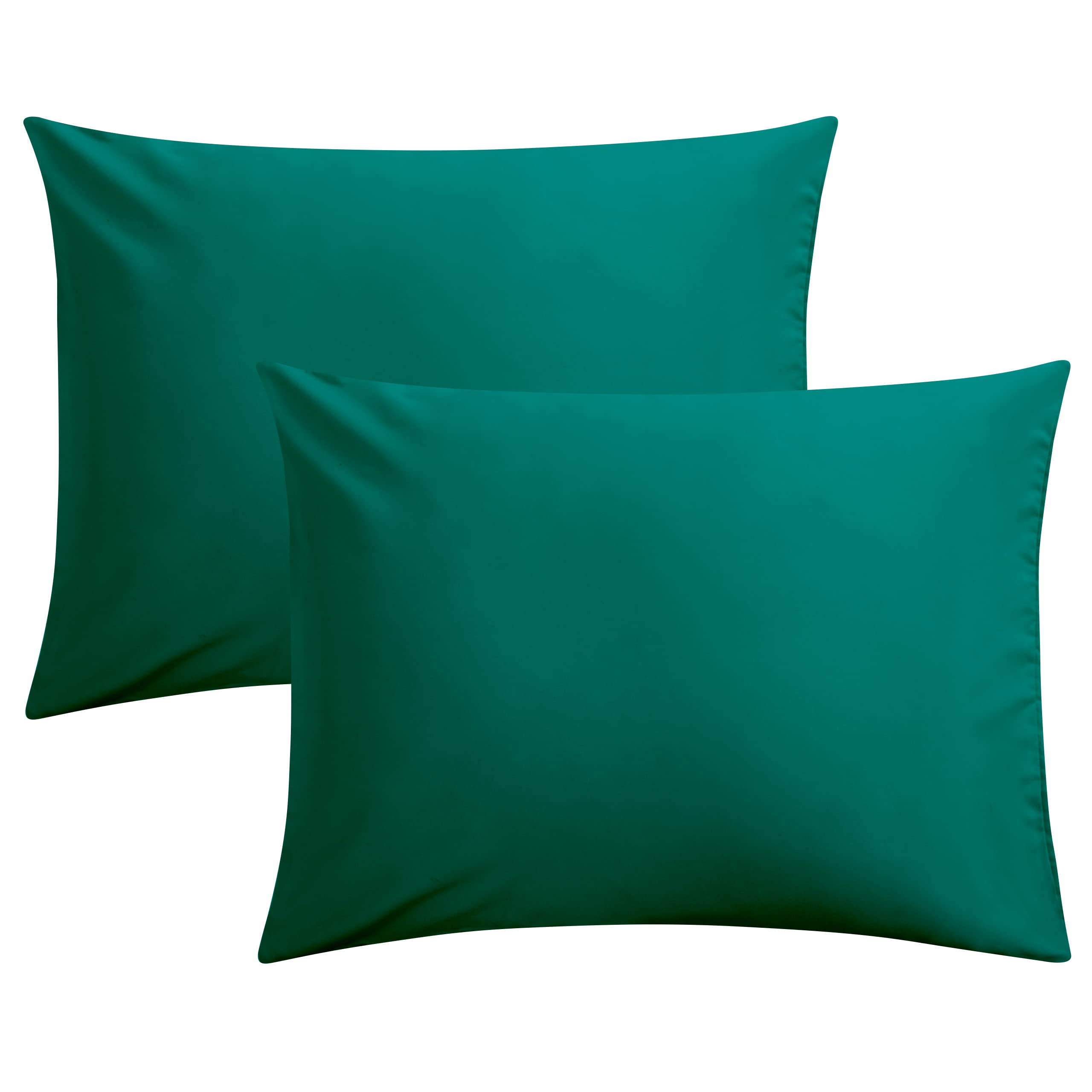 FLXXIE 2-Pack Microfiber Standard Pillow Cases, Envelope Style, Dark Green
