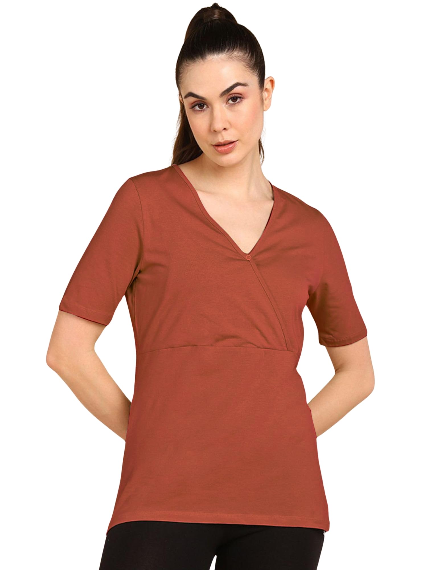zelena Maternity Zipless Feeding Top for Women | 95% Cotton 5% Elastane Pre & Post Pregnancy Top for Pregnant Woman | Nursing Top for Easy Breastfeeding for Mothers-picture-18