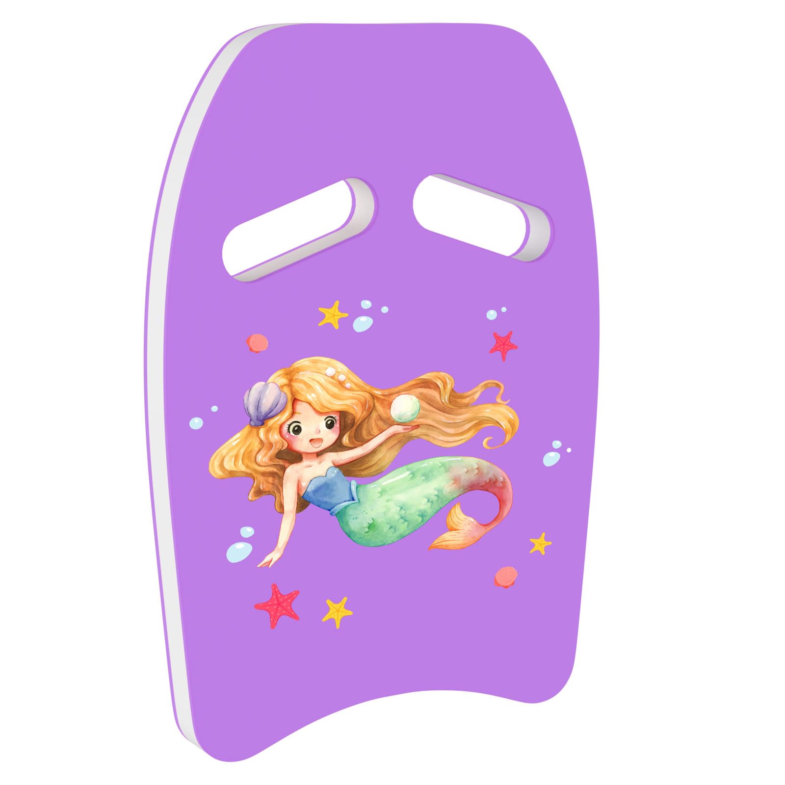 MoKo Swim Kickboard, Cartoon Swimming Training Kick Board Pool Exercise Equipment Promote Natural Swimming Position Water Fun Tool for Kids, Purple & Pearl Mermaid