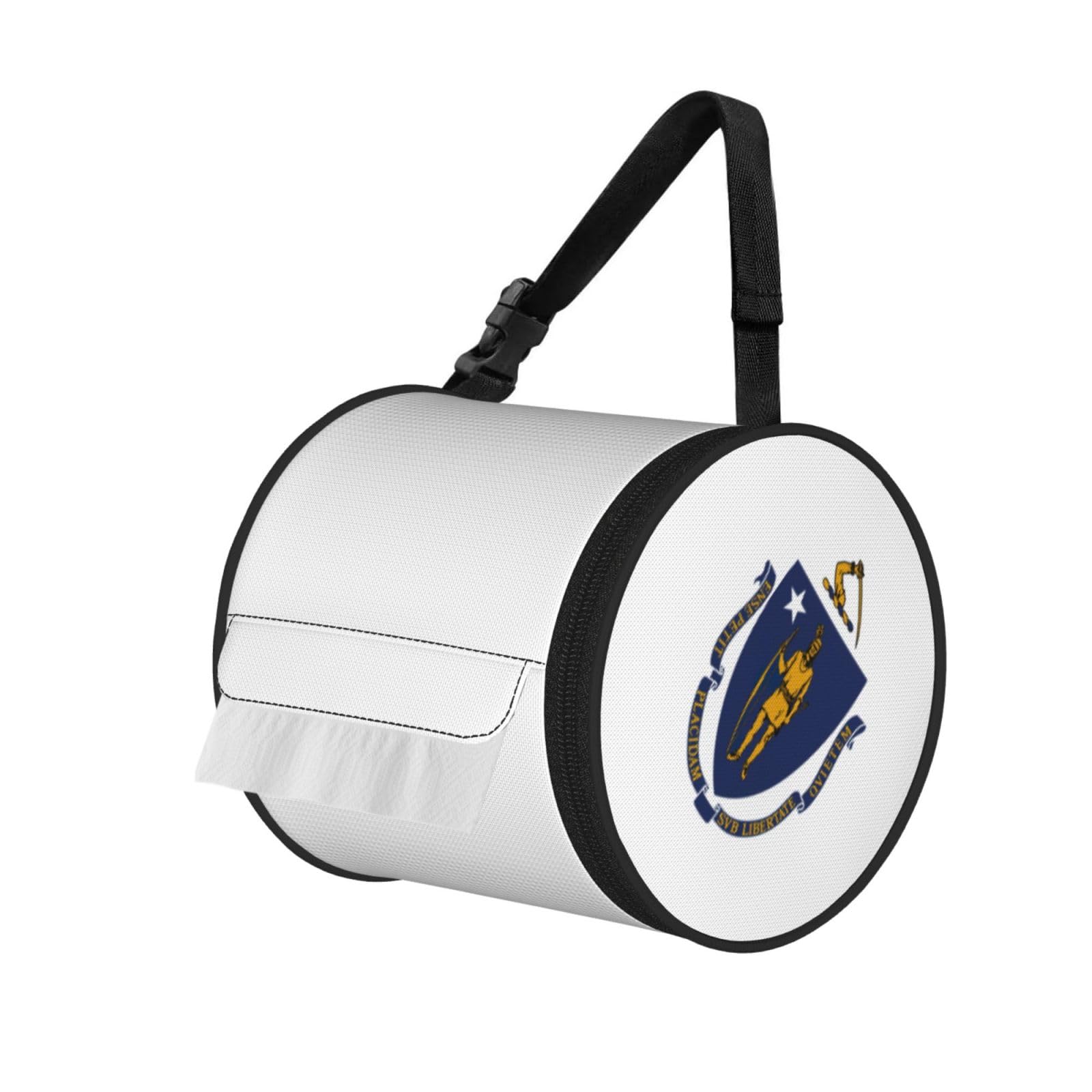 Massachusetts State Flag Print Cylindrical Tissue Holder Bathroom Car Home Office Kitchen Decor Versatile