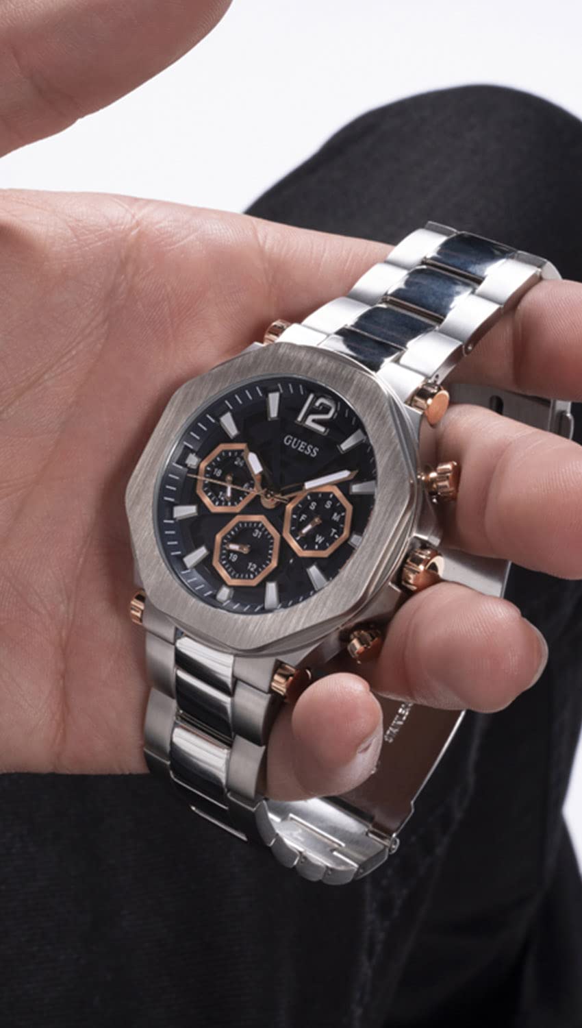 Guess US - Reloj multifunción para hombre en tono plateado